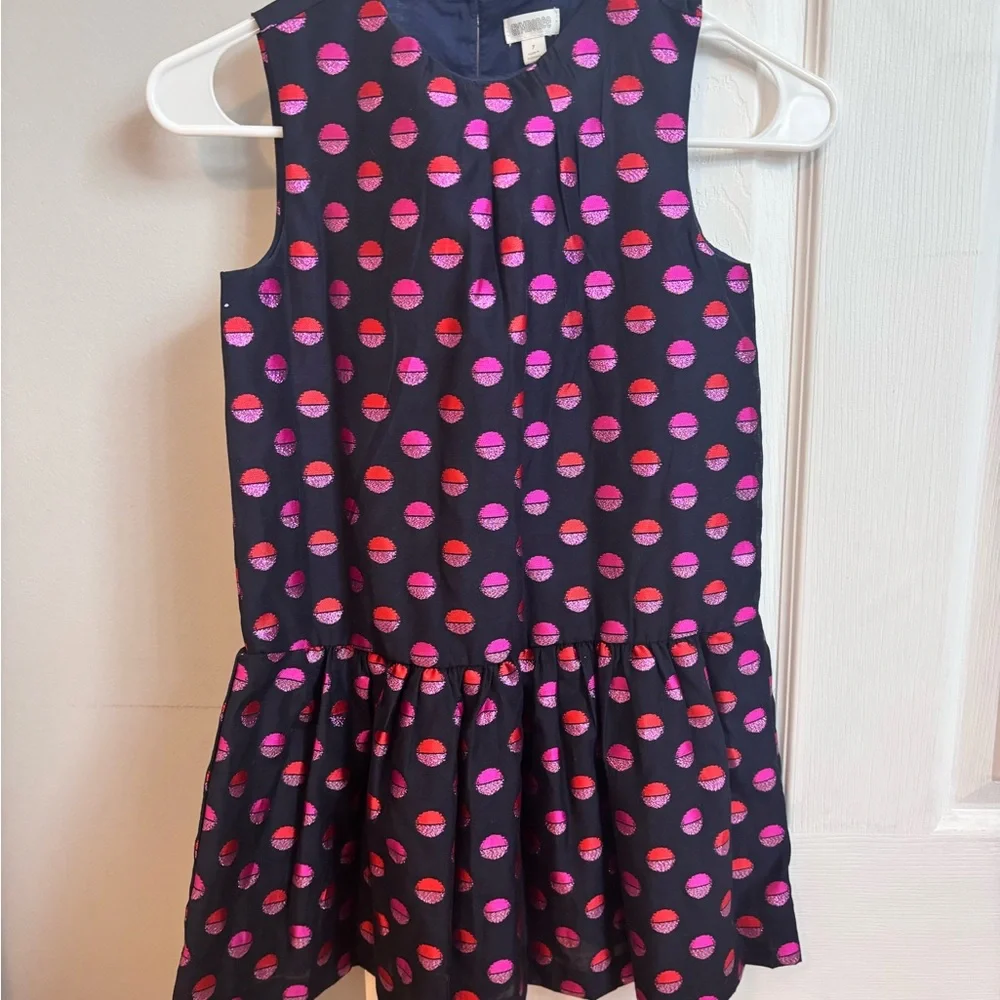 Gymboree Navy Dress with Pink and Red Dot Print
